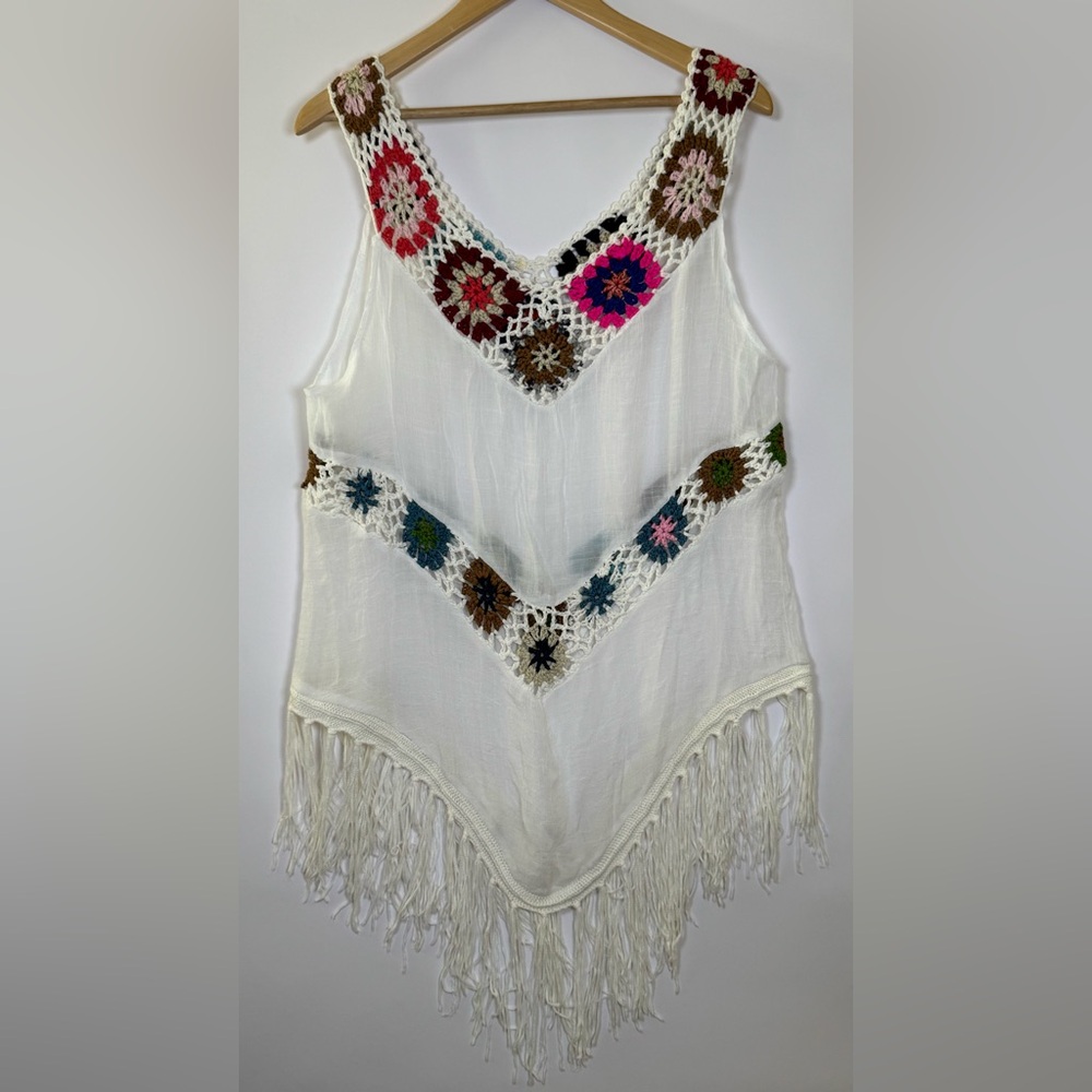 Boho Crochet Fringe Tunic Top - Picture 2 of 7
